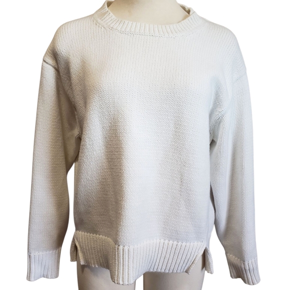 Everlane Sweater Woman's M White Ribbed Crewneck  Chunky Warm Casual Pullover - Picture 2 of 11
